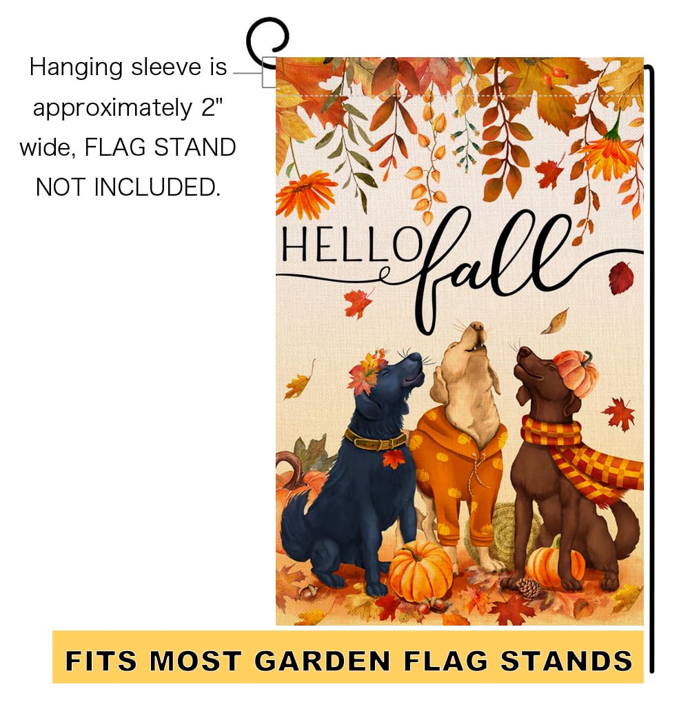 Fall Dogs Garden Flag 12x18 Vertical Double Sided Autumn Leaves Thanksgiving Holiday Outside Decorations Burlap Yard Flag