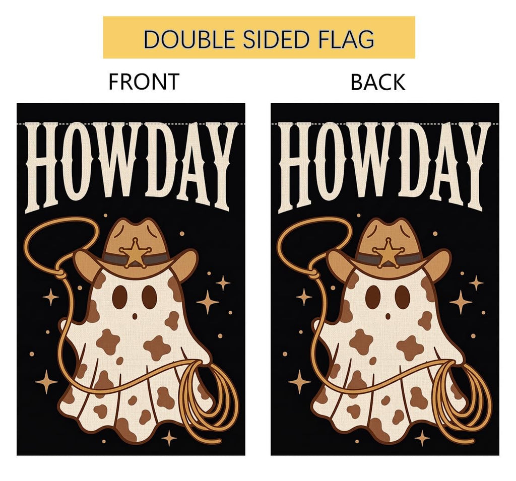 Fall Halloween Howdy Western Garden Flag 12x18 String Lights Yard Decor