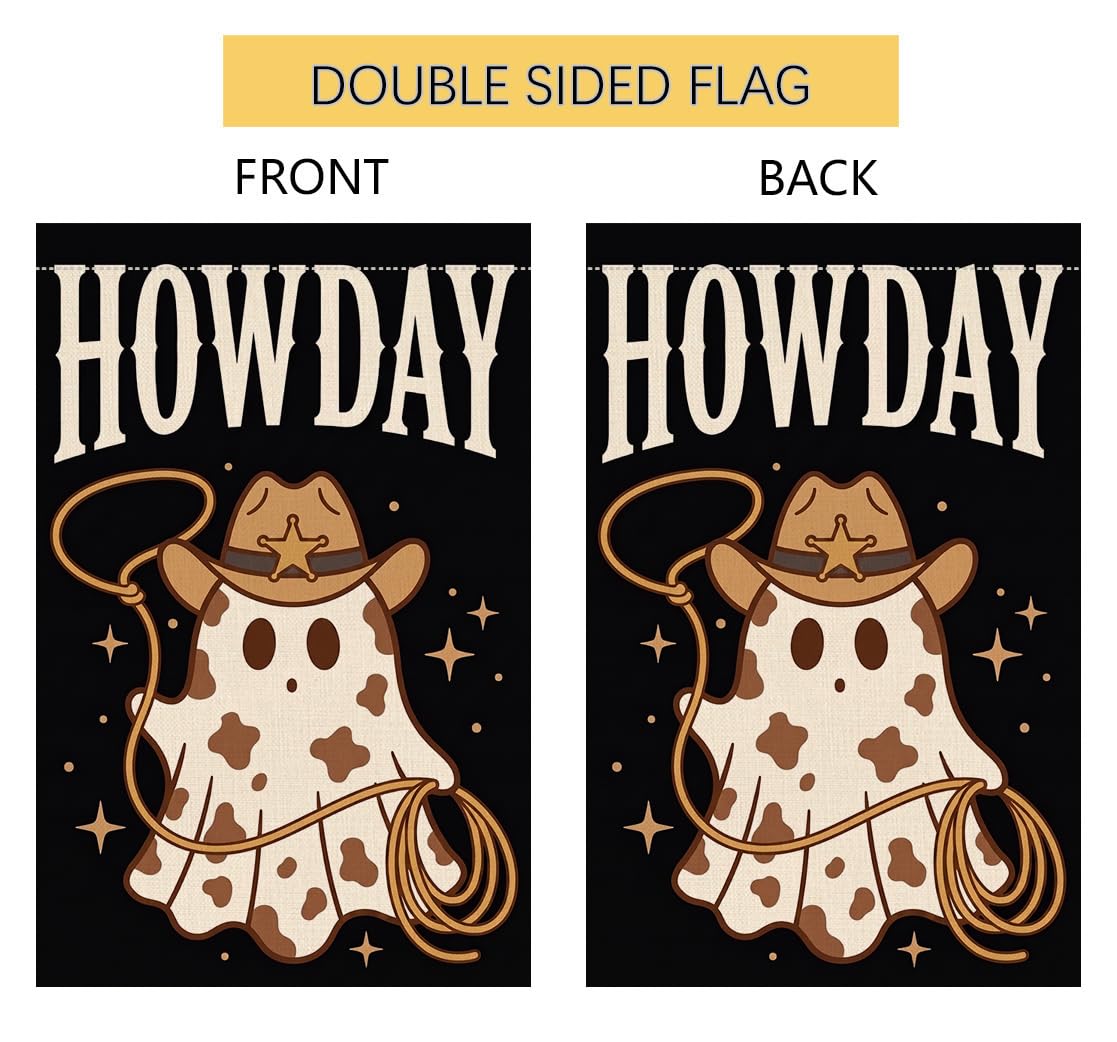 Fall Halloween Howdy Western Garden Flag 12x18 String Lights Yard Decor
