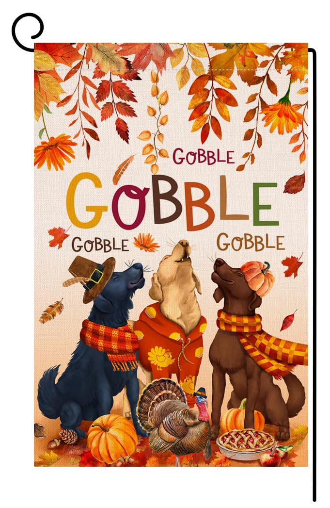 Fall Dogs Garden Flag 12x18 Vertical Double Sided Autumn Leaves Thanksgiving Holiday Outside Decorations Burlap Yard Flag