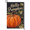 Fall Hello Pumpkin Garden Flag 12x18 Orange Pumpkin Curly Vine Yard Decor