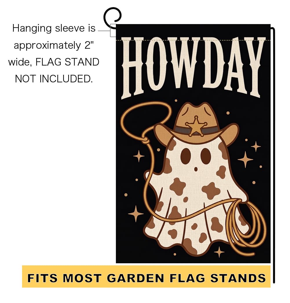 Fall Halloween Howdy Western Garden Flag 12x18 String Lights Yard Decor