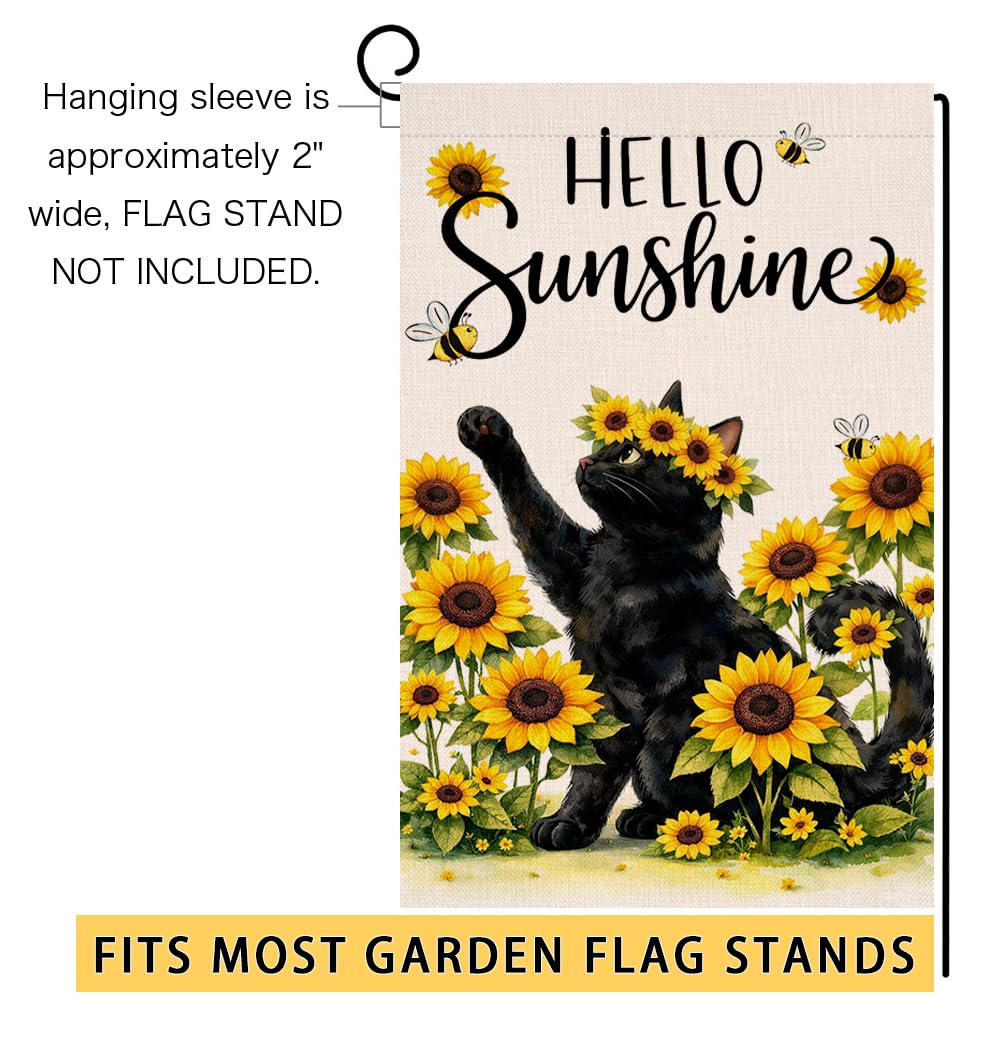 Spring Cat Floral Garden Flag Vertical Double Sided Purple Flowers Summer Farmhouse Holiday Outside Decorations Burlap Yard Flag