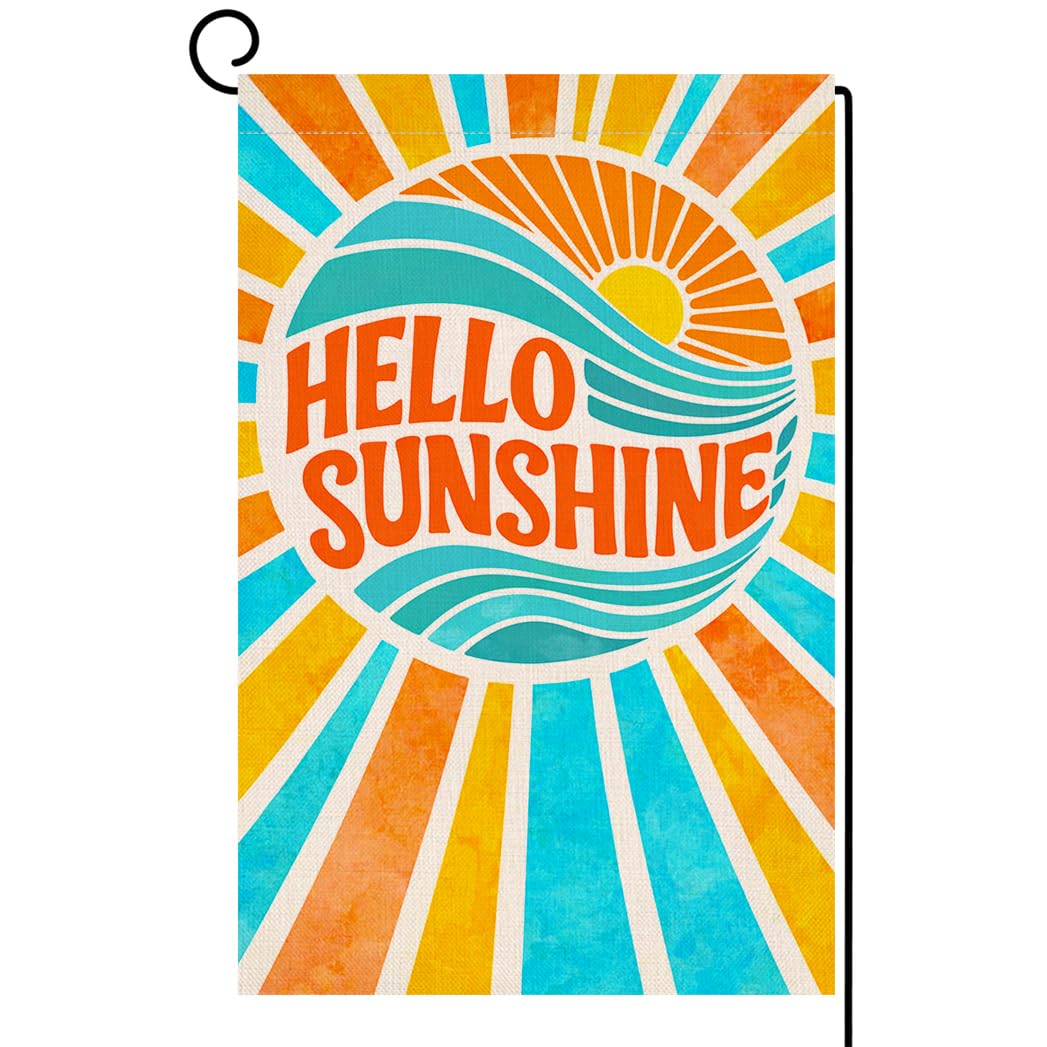Hello Sunshine Summer Garden Flag 12x18 Vertical Double Sided Spring Farmhouse Holiday Outside Decorations Burlap Yard Flag