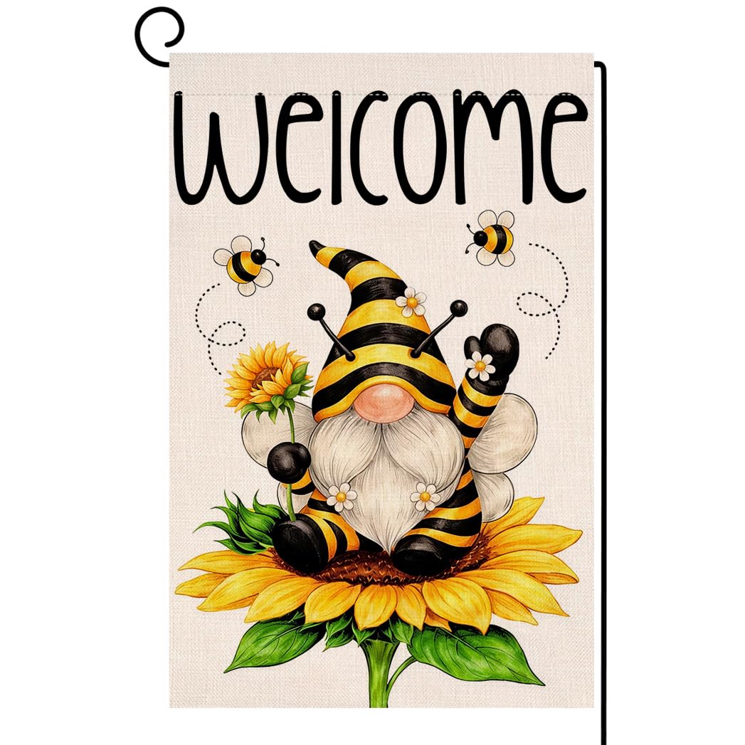 Summer Gnome Sunflower Garden Flag 12x18 Vertical Double Sided Welcome Spring Farmhouse Holiday Outside Decorations Burlap Yard Flag