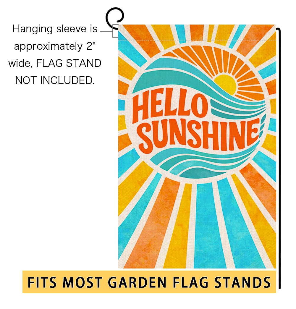 Hello Sunshine Summer Garden Flag 12x18 Vertical Double Sided Spring Farmhouse Holiday Outside Decorations Burlap Yard Flag