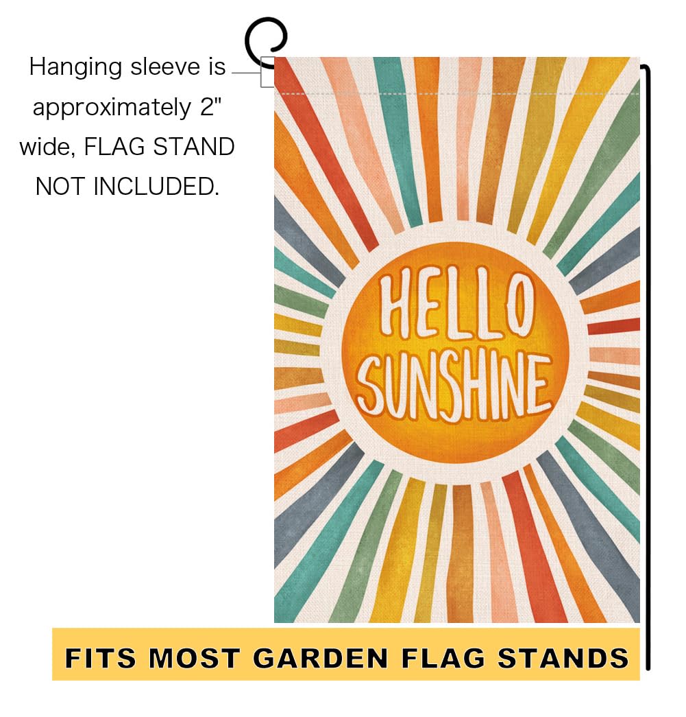 Hello Sunshine Summer Garden Flag 12x18 Vertical Double Sided Colorful Farmhouse Holiday Outside Decorations Burlap Yard Flag