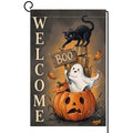 Halloween Welcome Boo Black Cat Garden Flag 12x18 Jack-o-Lantern Yard Decor