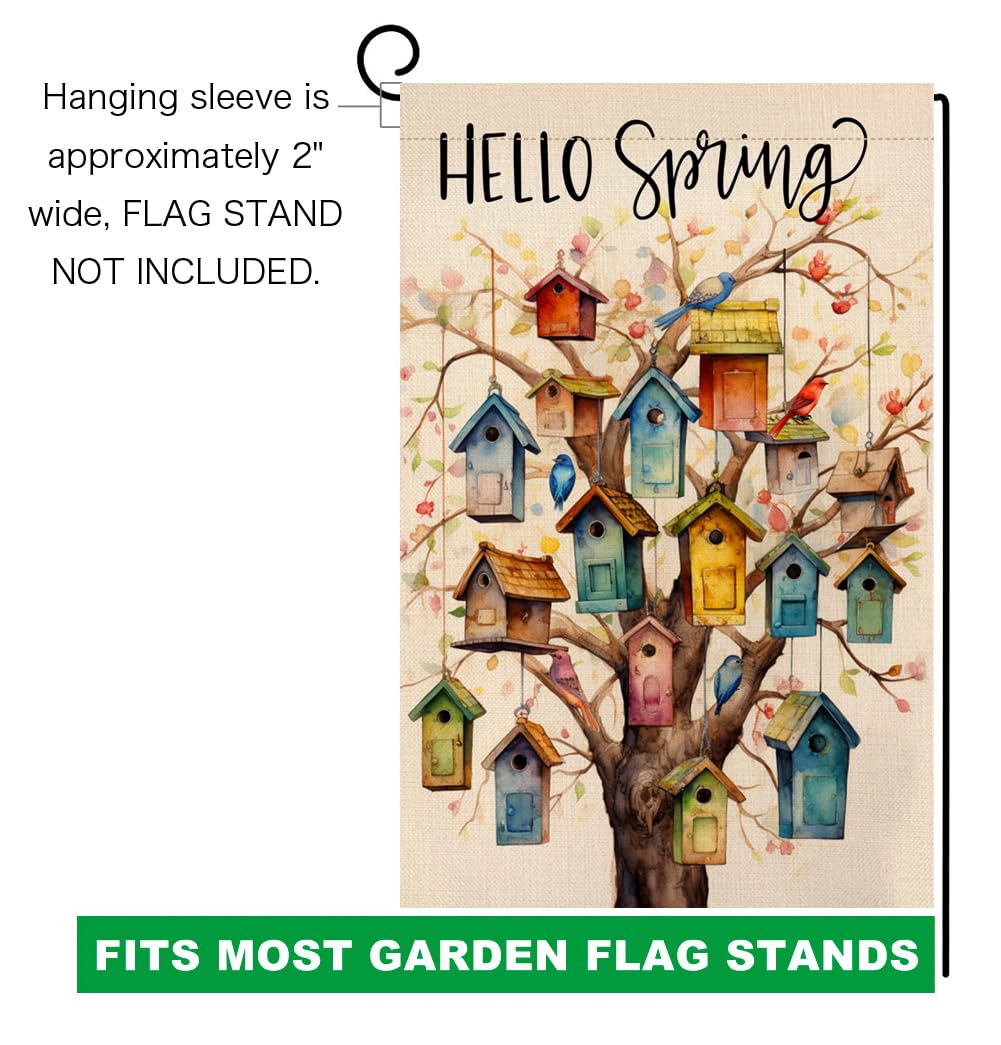 Spring Bird Garden Flag 12x18 Vertical Double Sided Floral Tree Farmhouse Holiday Outside Decorations Burlap Yard Flag