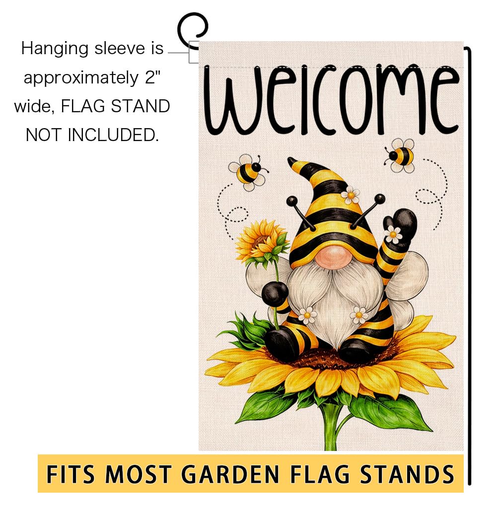 Summer Gnome Sunflower Garden Flag 12x18 Vertical Double Sided Welcome Spring Farmhouse Holiday Outside Decorations Burlap Yard Flag