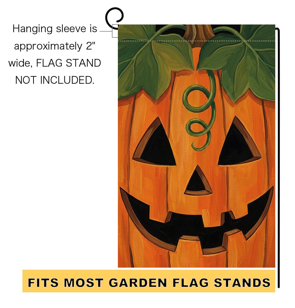 Fall Halloween Jack-o-Lantern Garden Flag 12x18 Carved Pumpkin Yard Decor