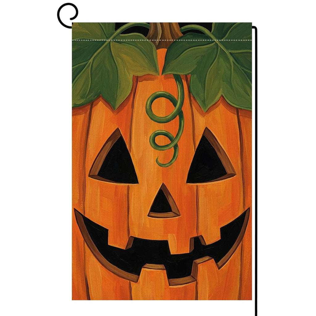 Fall Halloween Jack-o-Lantern Garden Flag 12x18 Carved Pumpkin Yard Decor