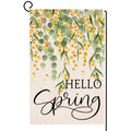 Spring Eucalyptus Garden Flag 12x18 Vertical Double Sided Green Mimosa Hello Spring Farmhouse Holiday Outside Decorations Burlap Yard Flag