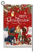 Christmas Dogs Garden Flag Vertical Double Sided Winter Holiday Outside Decorations Burlap Yard Flag