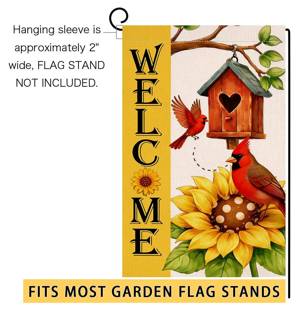 Summer Sunflower Bird Garden Flag 12x18 Vertical Double Sided Welcome Spring Farmhouse Holiday Outside Decorations Burlap Yard Flag
