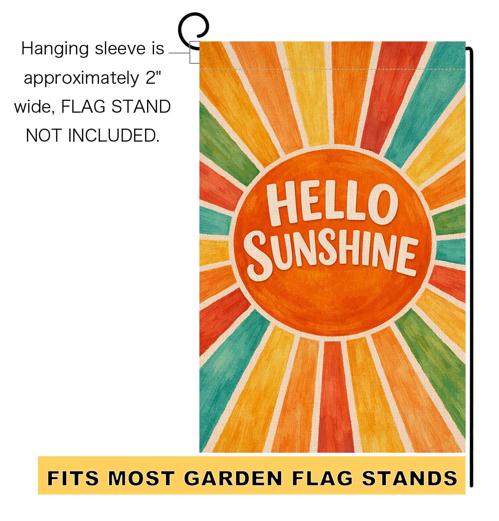 Hello Sunshine Summer Garden Flag 12x18 Vertical Double Sided Welcome Spring Farmhouse Holiday Outside Decorations Burlap Yard Flag