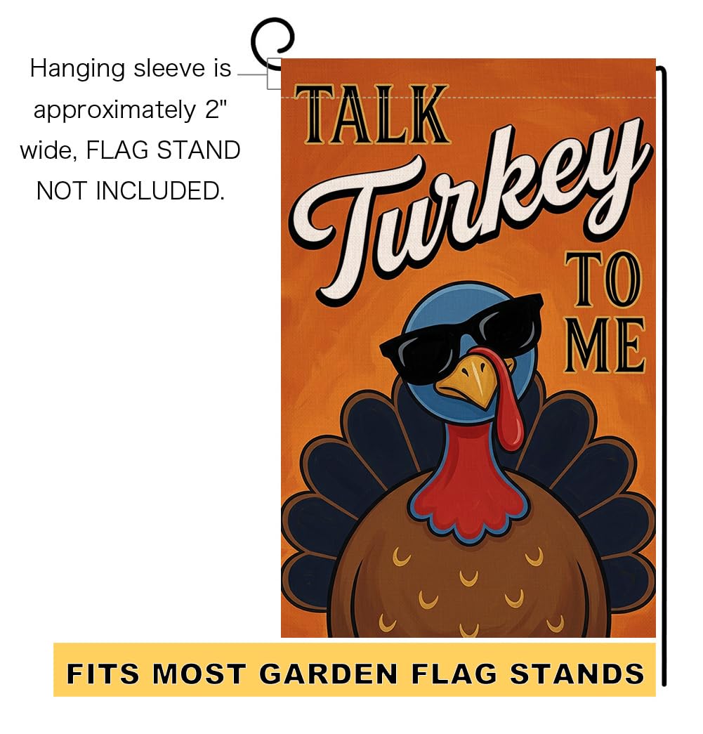 Fall Thanksgiving Talk Turkey to Me Garden Flag 12x18 Sunglasses Yard Decor