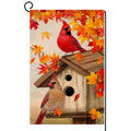 Fall Cardinal Bird Garden Flag Vertical Double Sided Maple Leaves Welcome Autumn Thanksgiving Holiday Outside Decorations Burlap Yard Flag