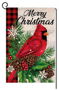 Christmas Cardinal Bird Garden Flag 12x18 Vertical Double Sided Winter Holiday Outside Decorations Burlap Yard Flag