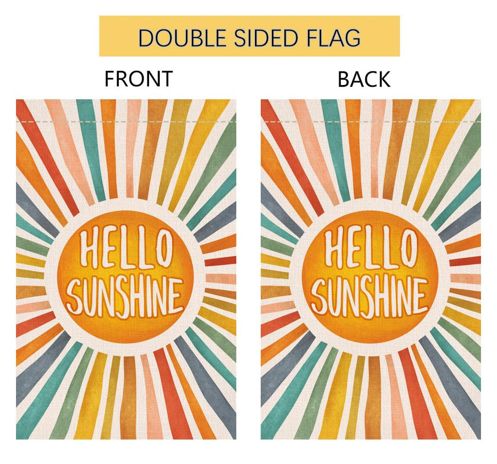 Hello Sunshine Summer Garden Flag 12x18 Vertical Double Sided Colorful Farmhouse Holiday Outside Decorations Burlap Yard Flag