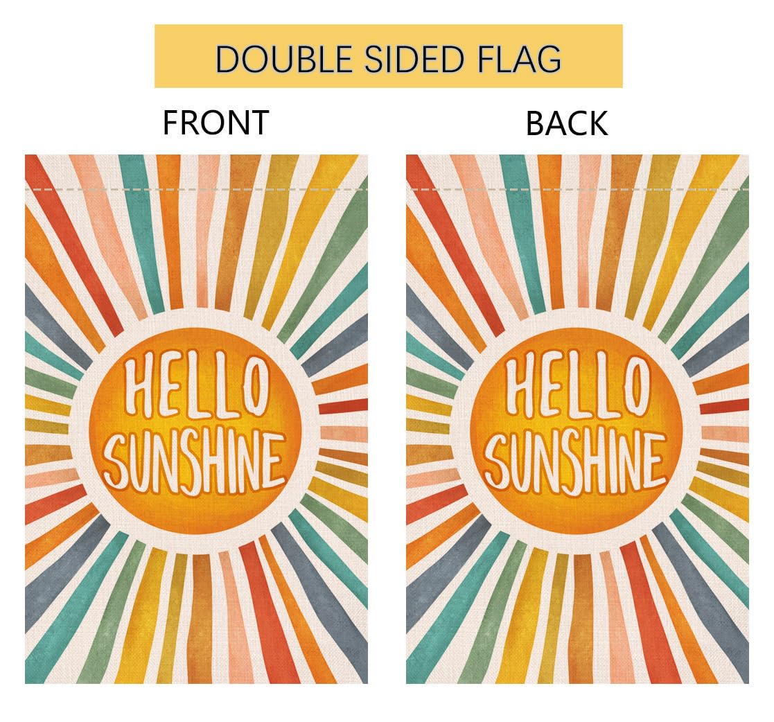 Hello Sunshine Summer Garden Flag 12x18 Vertical Double Sided Colorful Farmhouse Holiday Outside Decorations Burlap Yard Flag