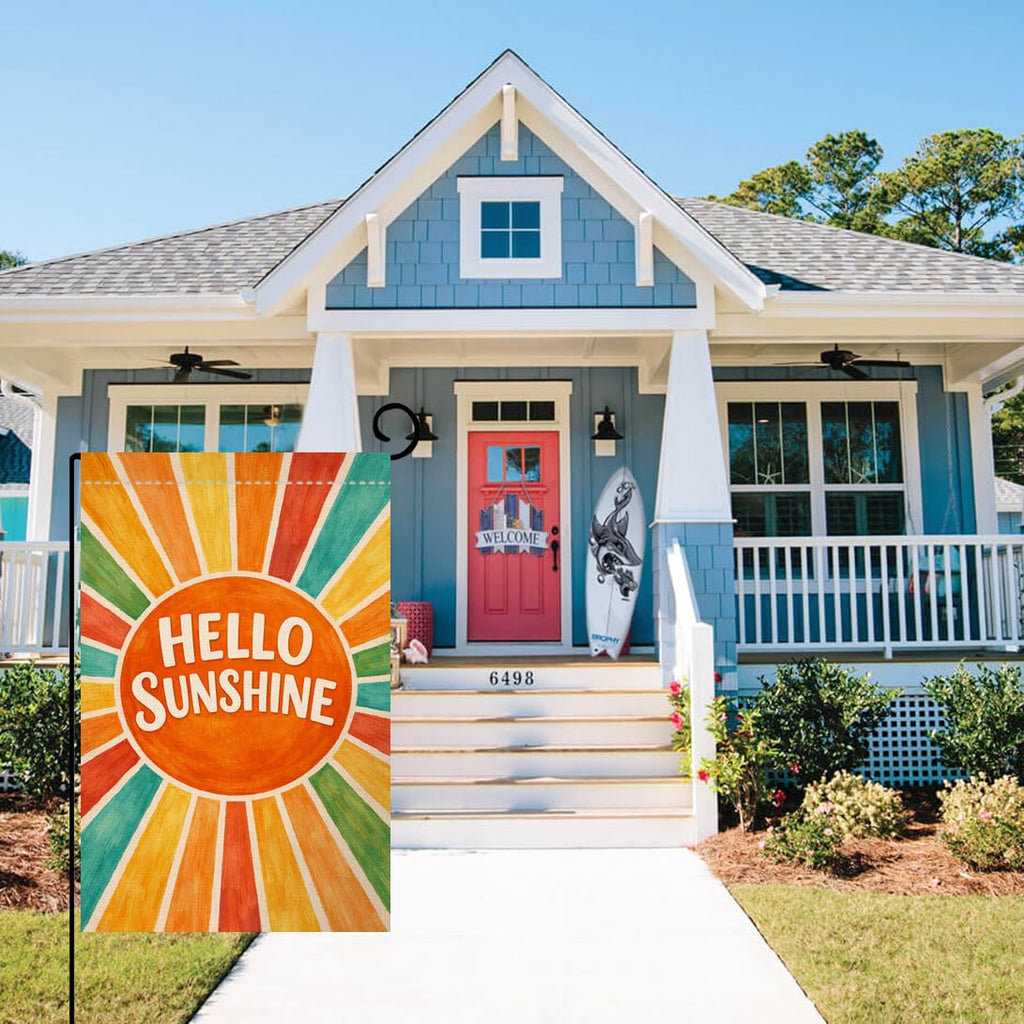Hello Sunshine Summer Garden Flag 12x18 Vertical Double Sided Welcome Spring Farmhouse Holiday Outside Decorations Burlap Yard Flag