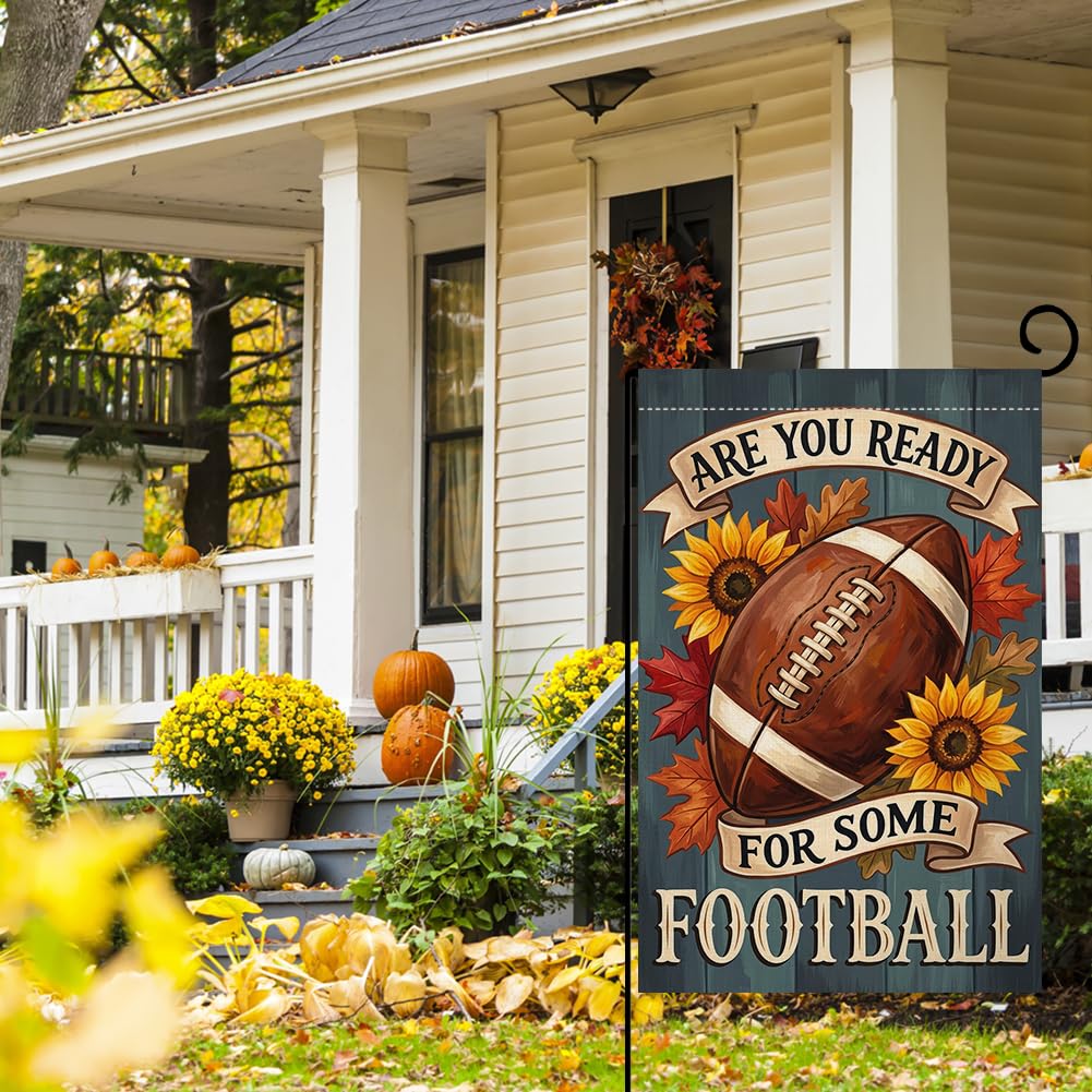 Fall Ready for Some Football Garden Flag 12x18 Sunflower Maple Yard Decor