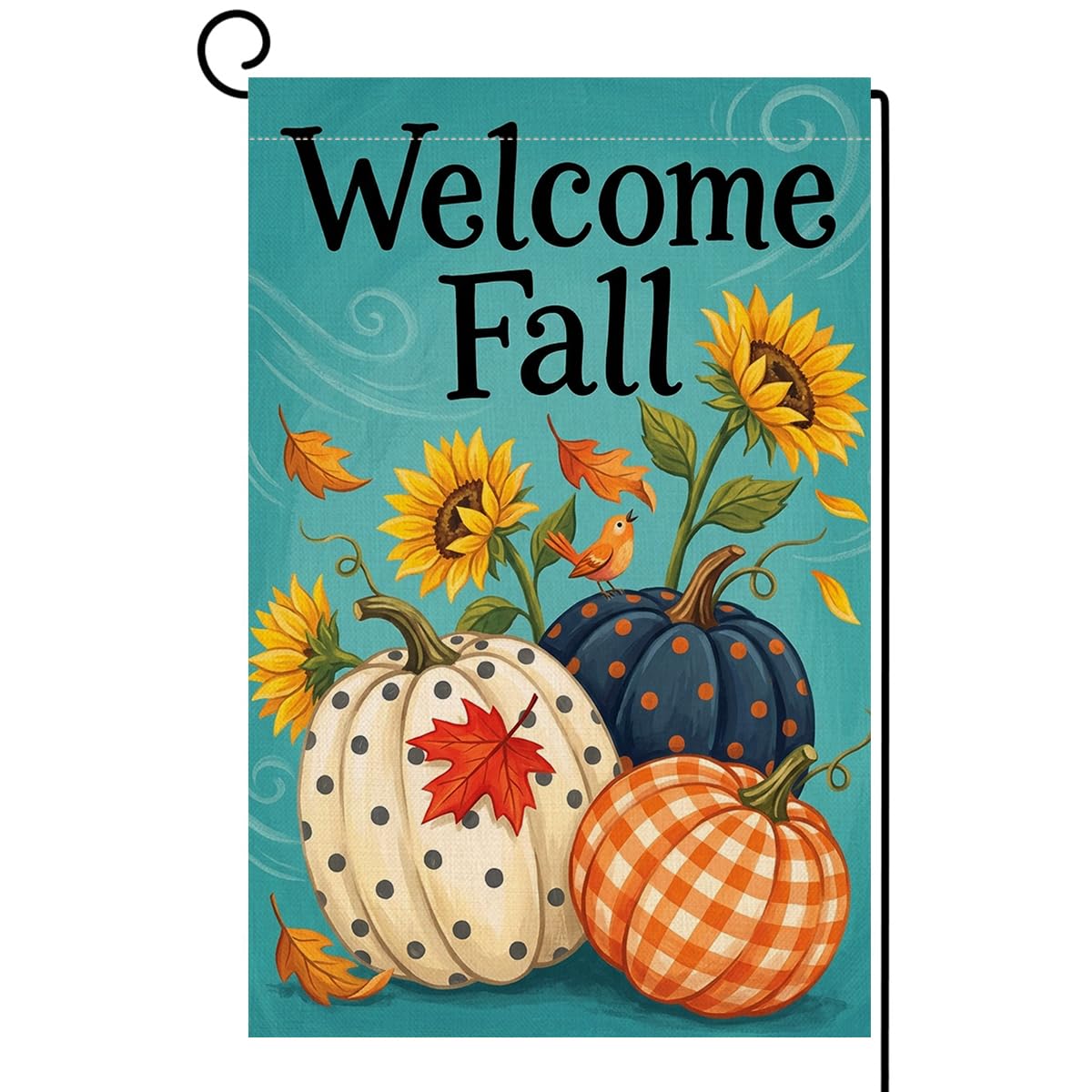 Fall Welcome Pumpkins Garden Flag 12x18 Sunflower Plaid Gingham Yard Decor