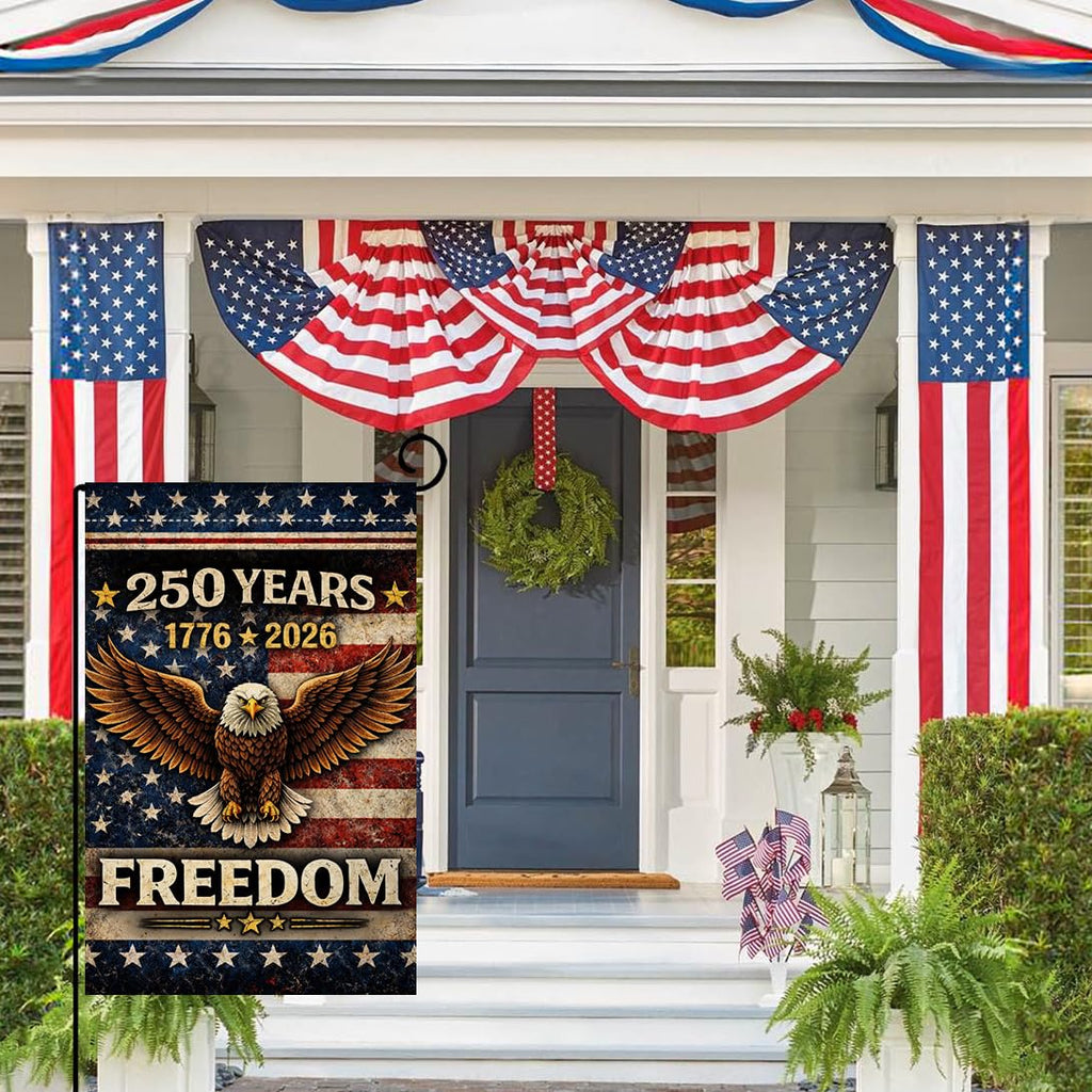 250 Years America Garden Flag 12x18 Vertical Double Sided 1776-2026 USA 250th Anniversary Banner 4th of July Patriotic Freedom Outside Decorations Burlap Yard Flag
