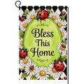 Spring Summer Daisy Garden Flag 12x18 Vertical Double Sided Ladybug Bless This Home Farmhouse Holiday Outside Decorations Burlap Yard Flag