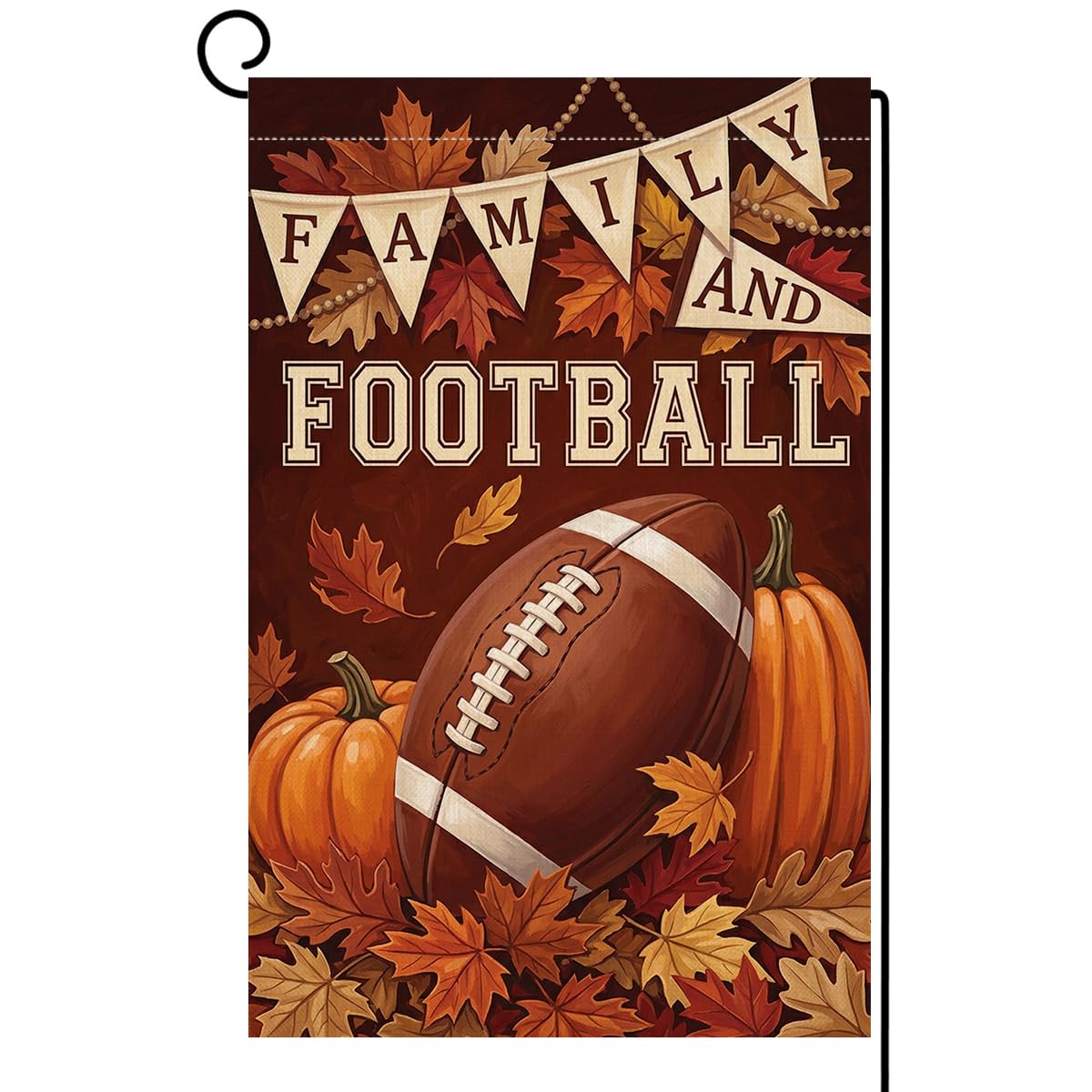 Fall Family and Football Garden Flag 12x18 Pumpkins Maple Leaves Yard Decor