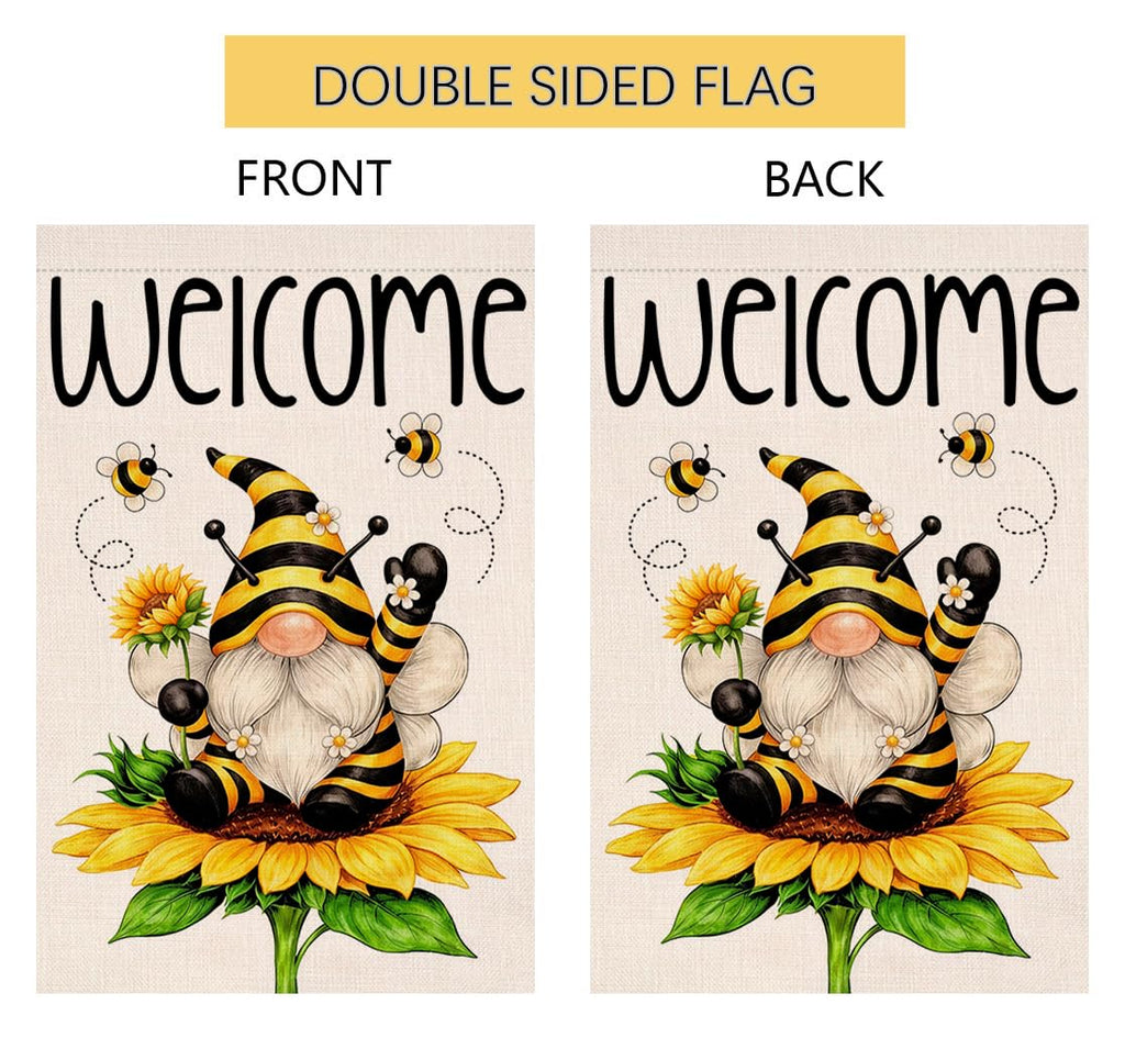 Summer Gnome Sunflower Garden Flag 12x18 Vertical Double Sided Welcome Spring Farmhouse Holiday Outside Decorations Burlap Yard Flag