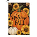 Fall Welcome Pumpkin Garden Flag 12x18 Sunflowers White Pumpkin Yard Decor