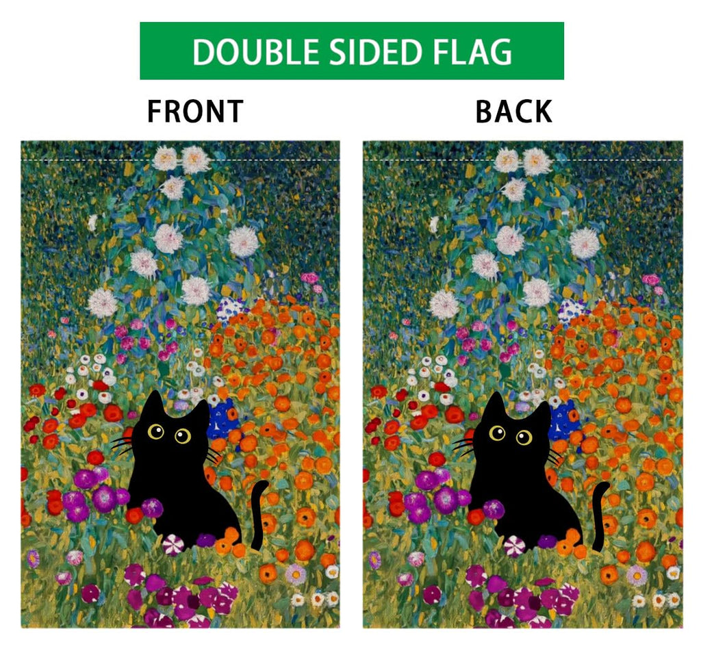 Spring Cat Garden Flag Vertical Double Sided Colorful Floral Farmhouse Holiday Outside Decorations Burlap Yard Flag