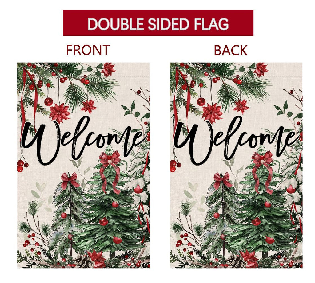Christmas Trees Garden Flag 12x18 Vertical Double Sided Welcome Winter Holiday Outside Decorations Burlap Yard Flag