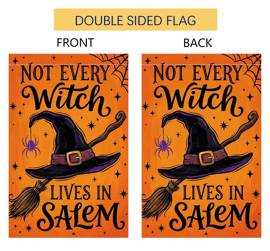 Fall Halloween Not Every Witch Lives in Salem Garden Flag 12x18 Yard Decor