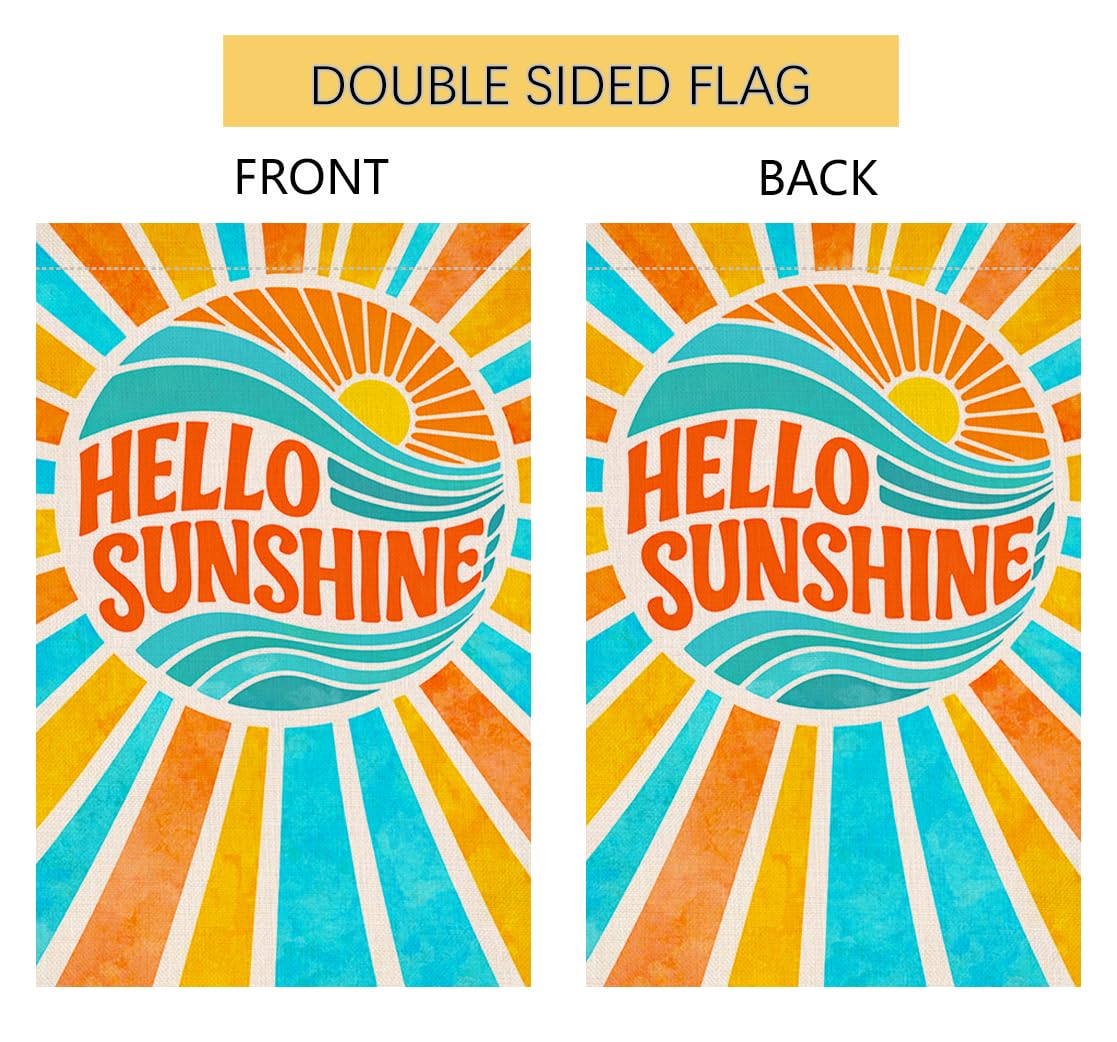 Hello Sunshine Summer Garden Flag 12x18 Vertical Double Sided Spring Farmhouse Holiday Outside Decorations Burlap Yard Flag