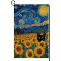 Summer Sunflower Cat Garden Flag 12x18 Vertical Double Sided Blue Sky Welcome Farmhouse Holiday Outside Decorations Burlap Yard Flag