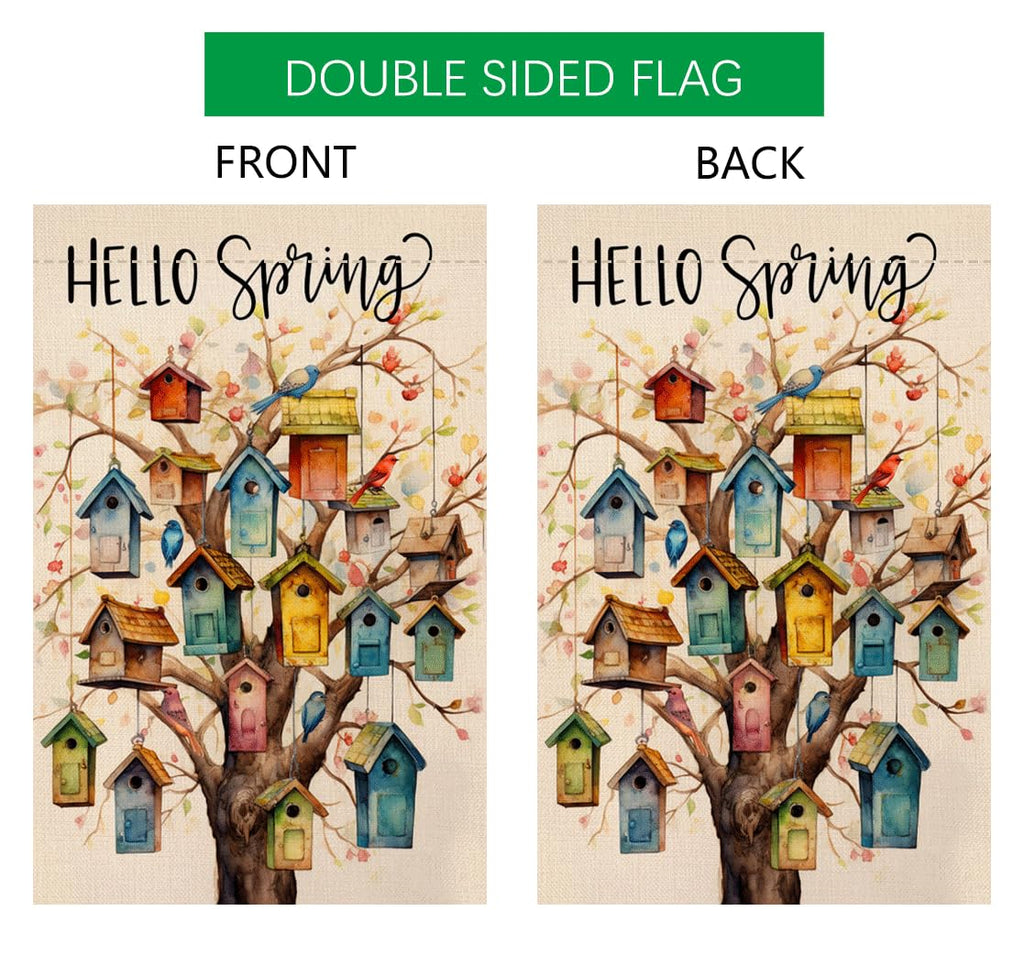 Spring Bird Garden Flag 12x18 Vertical Double Sided Floral Tree Farmhouse Holiday Outside Decorations Burlap Yard Flag