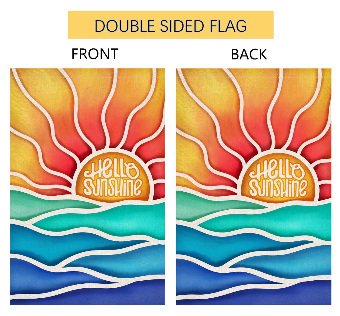 Hello Sunshine Summer Garden Flag 12x18 Vertical Double Sided Sea Welcome Spring Farmhouse Holiday Outside Decorations Burlap Yard Flag