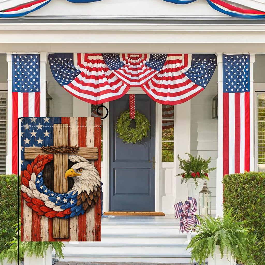 4th of July Eagle Garden Flag 12x18 Vertical Double Sided Patriotic Stars and Stripes Memorial Day Independence Day Holiday Outside Decorations Burlap Yard Flag