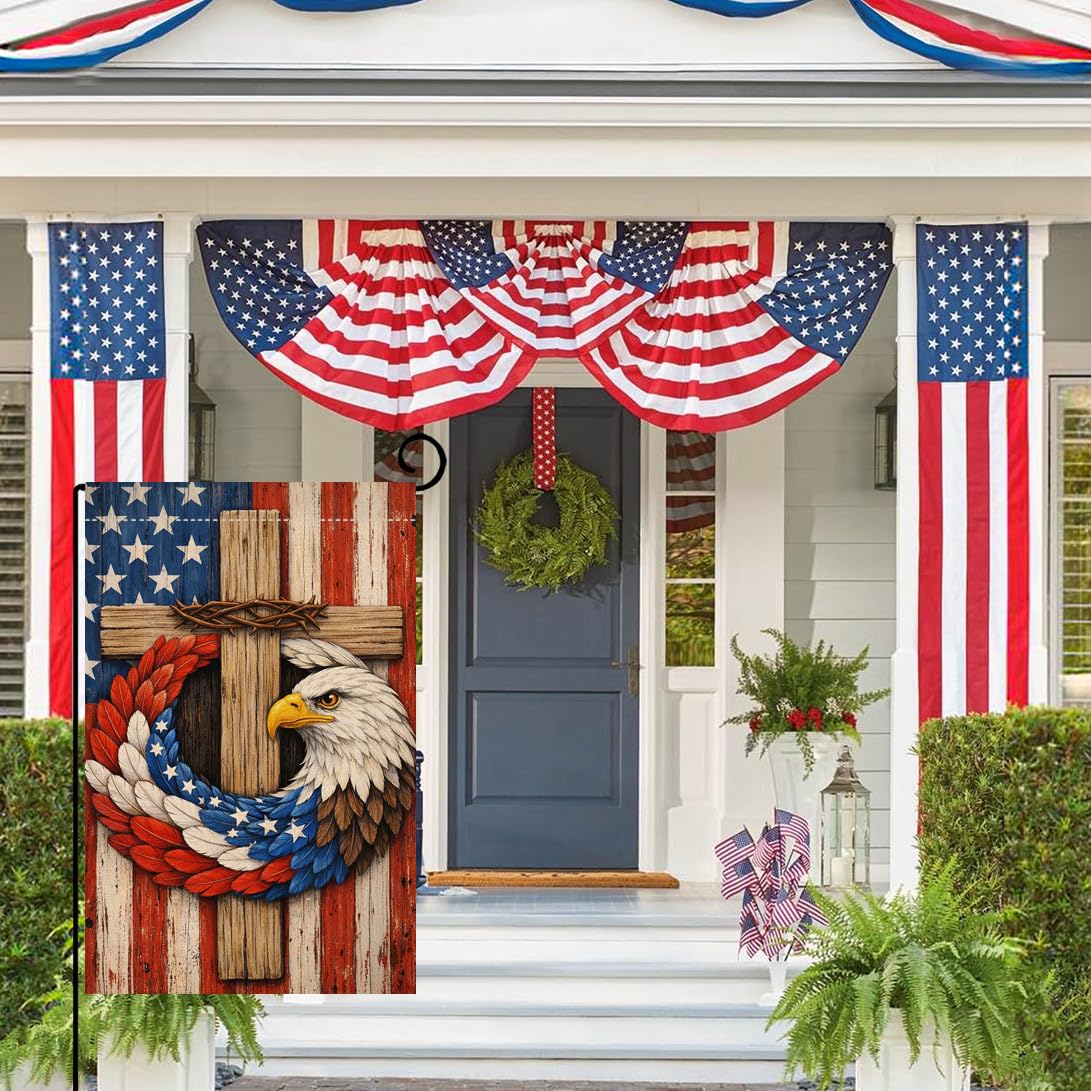 4th of July Eagle Garden Flag 12x18 Vertical Double Sided Patriotic Stars and Stripes Memorial Day Independence Day Holiday Outside Decorations Burlap Yard Flag