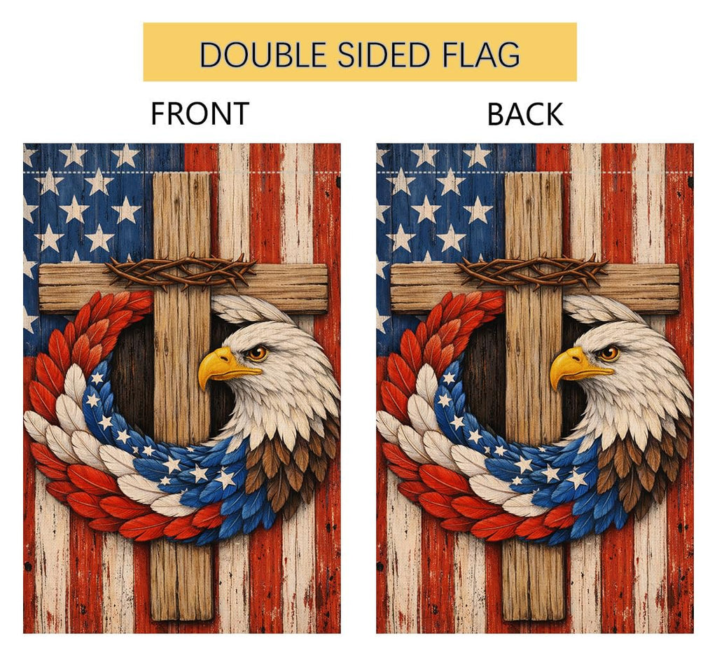 4th of July Eagle Garden Flag 12x18 Vertical Double Sided Patriotic Stars and Stripes Memorial Day Independence Day Holiday Outside Decorations Burlap Yard Flag