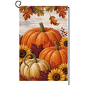Fall Pumpkin Farmhouse Garden Flag 12x18 Sunflowers Maple Leaves Yard Decor