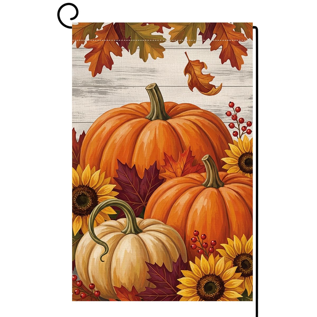 Fall Pumpkin Farmhouse Garden Flag 12x18 Sunflowers Maple Leaves Yard Decor