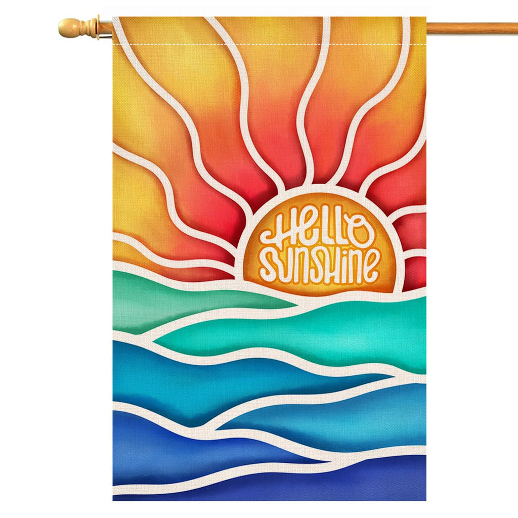 Hello Sunshine Summer Garden Flag 12x18 Vertical Double Sided Sea Welcome Spring Farmhouse Holiday Outside Decorations Burlap Yard Flag