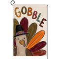Fall Thanksgiving Gobble Turkey Garden Flag 12x18 Pilgrim Hat Yard Decor