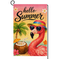 Hello Summer Flamingo Garden Flag 12x18 Vertical Double Sided Welcome Beach Seasonal Holiday Outside Decorations Burlap Yard Flag