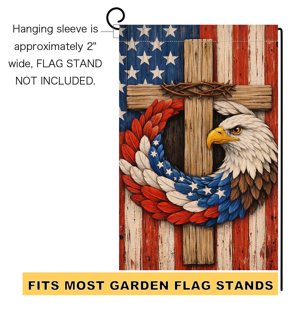 4th of July Eagle Garden Flag 12x18 Vertical Double Sided Patriotic Stars and Stripes Memorial Day Independence Day Holiday Outside Decorations Burlap Yard Flag