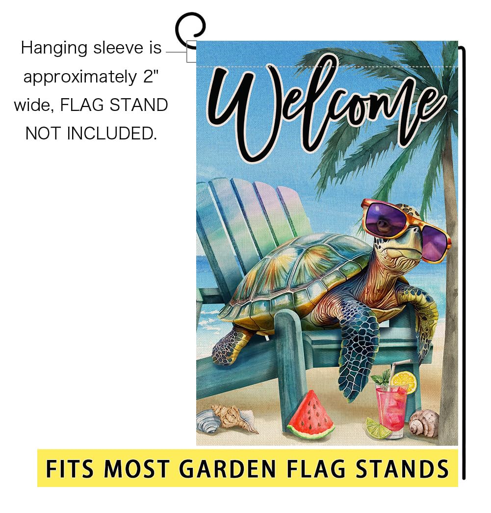 Summer Beach Sea Turtle Garden Flag 12x18 Vertical Double Sided Blue Welcome Ocean Holiday Outside Decorations Burlap Yard Flag
